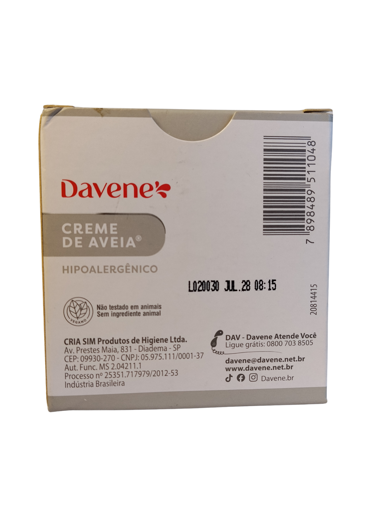 DAVENE CR ROSTO 50G HIPOALERGENICO