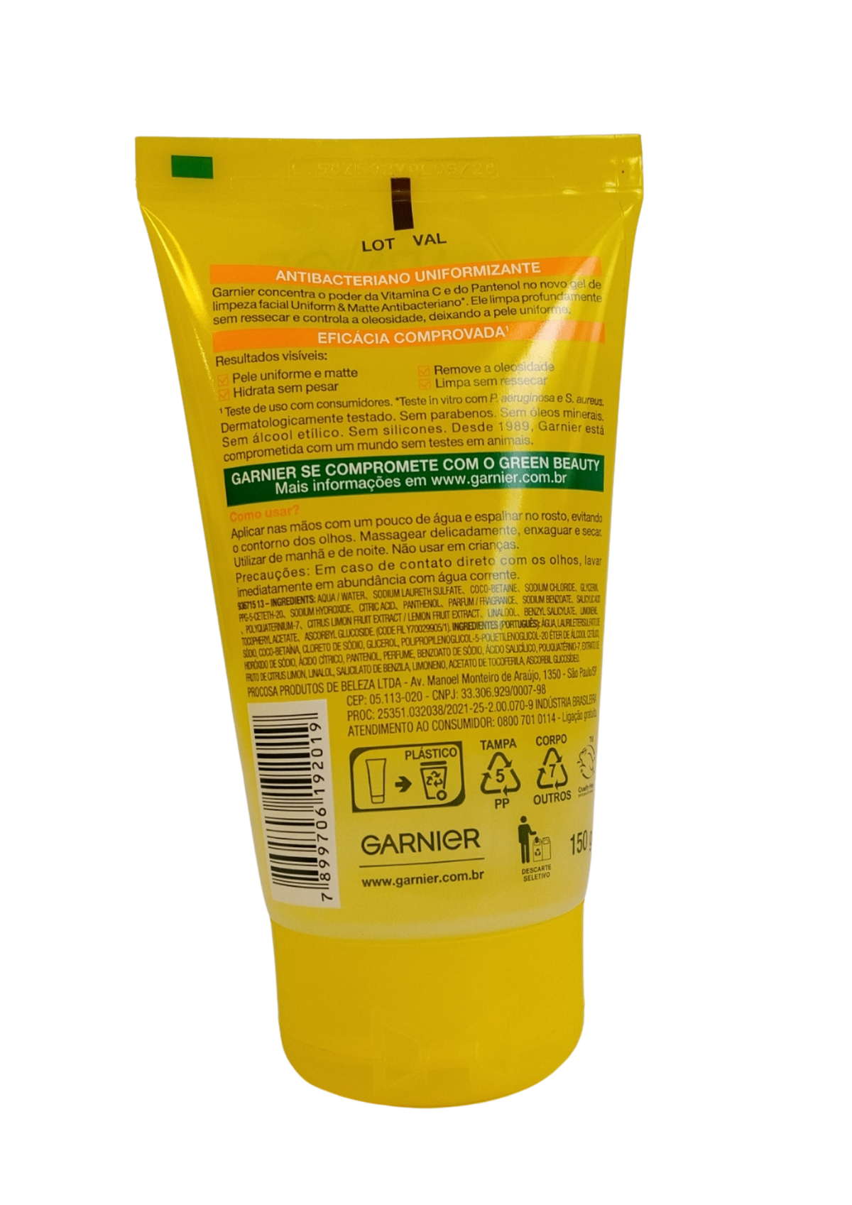 GARNIER GEL LIMP FAC UNIFORM MATTE 150ML VIT C
